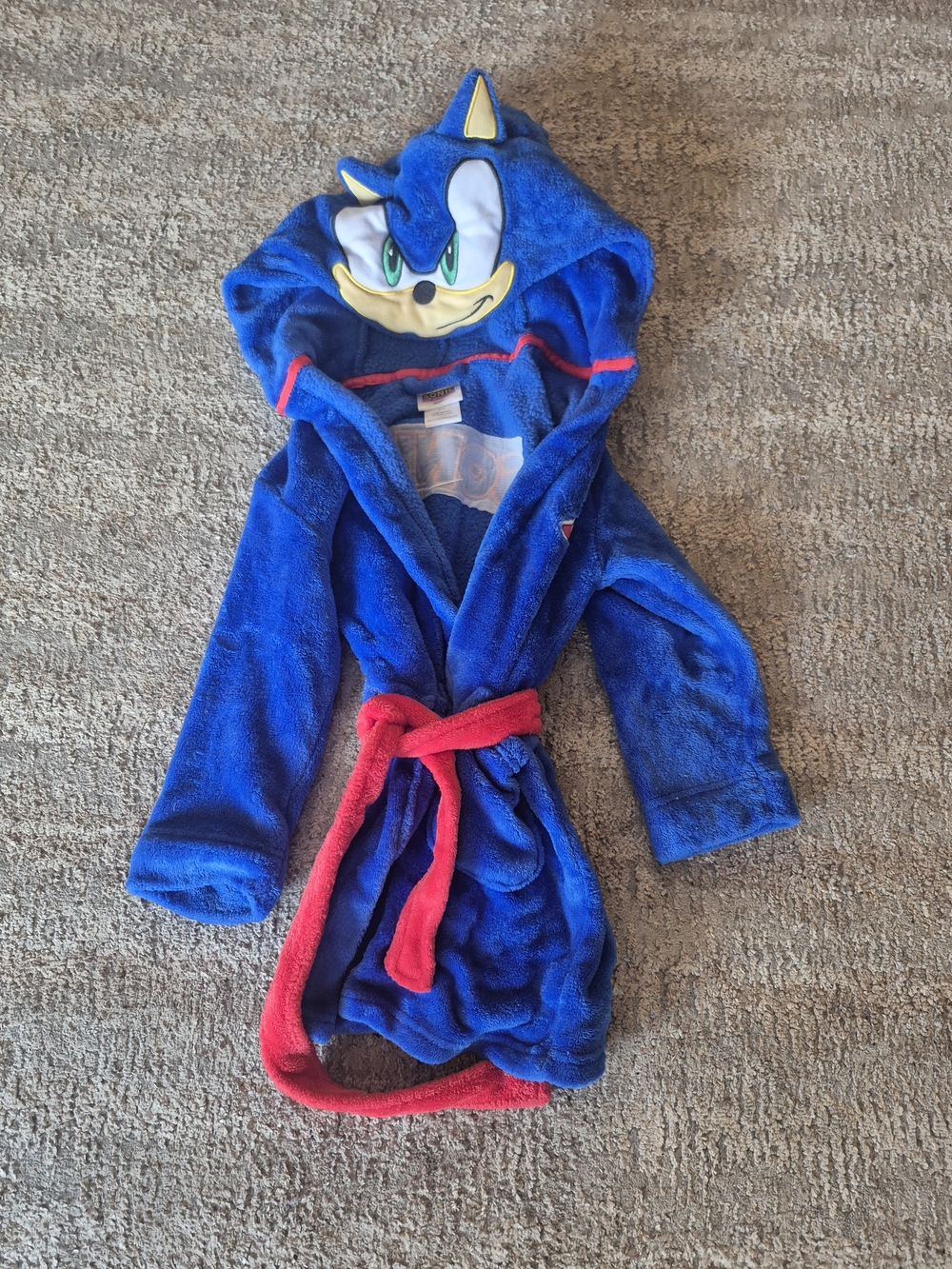 Kids Blue Hooded Sonic The Hedgehog Robe with Red Belt Size 4/5